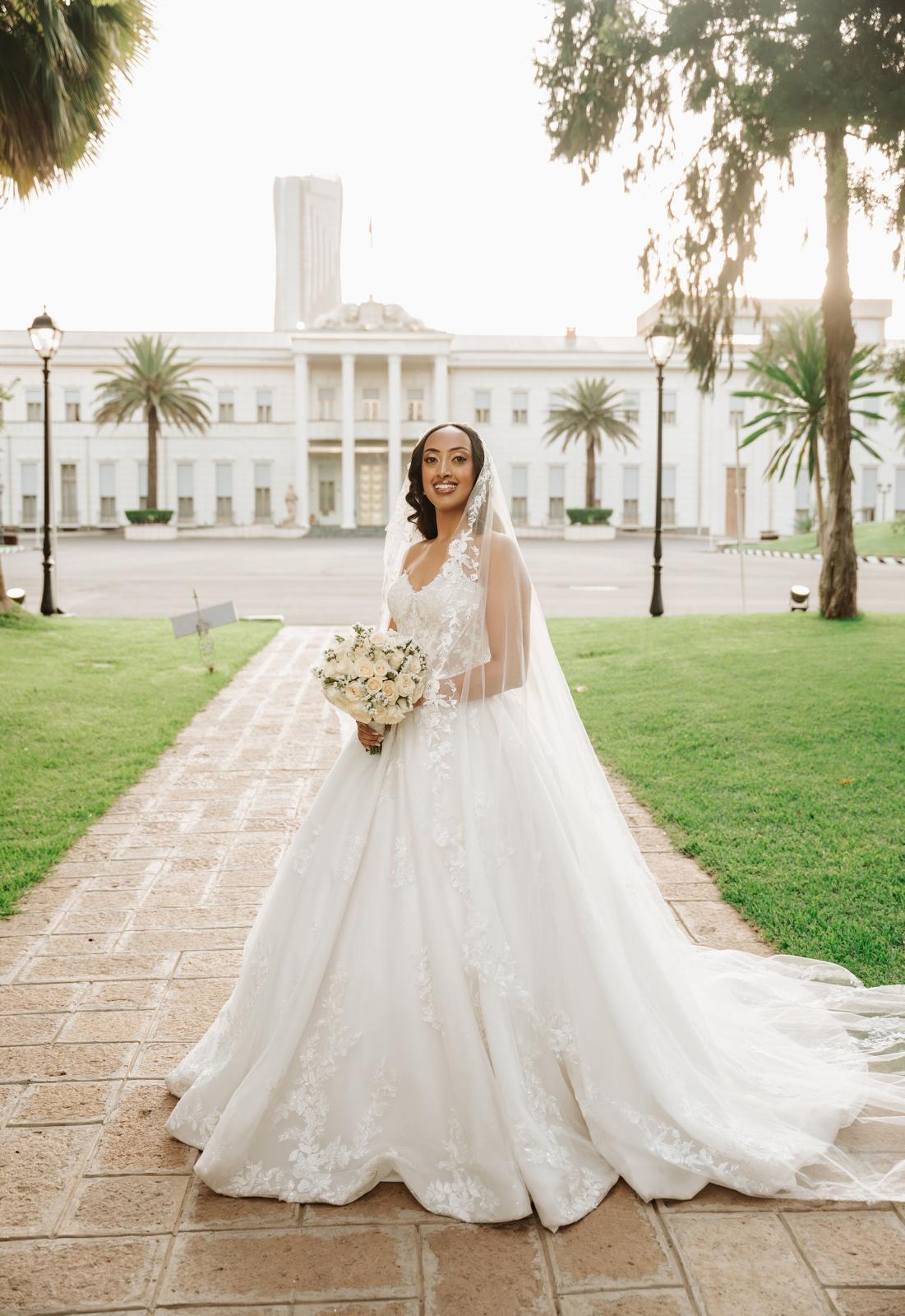 Bridal portrait with veil